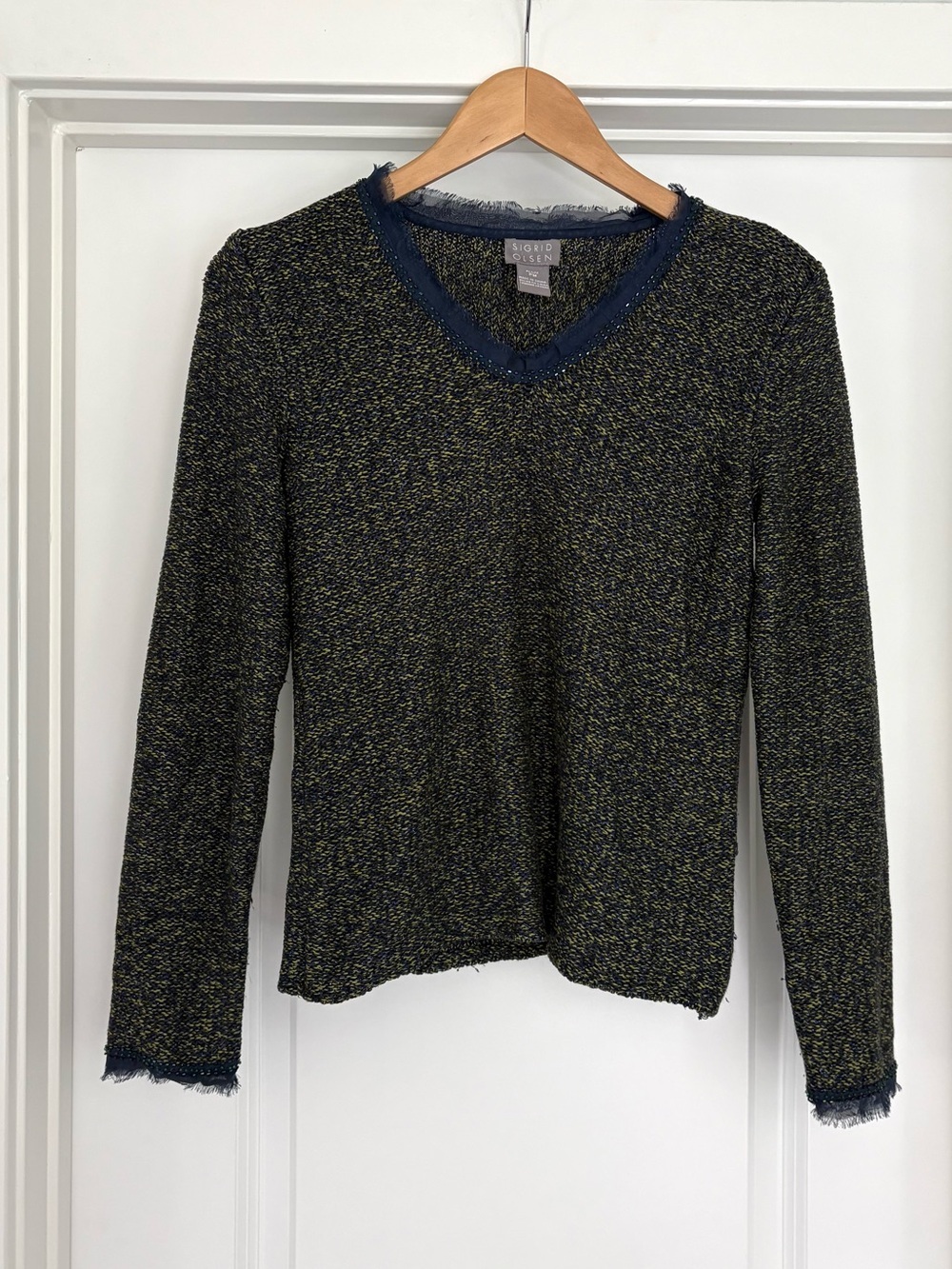 Sigrid Olsen Silk Cashmere Blend Maraled Beaded Sweater M Petite